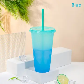 23.6oz Color Changing Cups with Lids and Straws Plastic Cups Reusable  Tumbler with Lid and