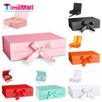 2023 Strong Cardboard Folding Gift Box With Magnetic Buckle Ribbon Exquisite Solid Color Clamshell Present Packaging Tools (27x19x8cm)