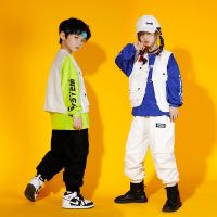 [COD] Childrens hip-hop performance trendy clothes handsome vest short-sleeved hiphop girls suit boys summer