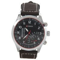 CURREN Waterproof Men Watch Quartz Leather Band Wrist Watch Sports Watch, Black