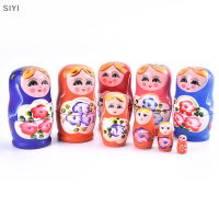 ไซยิ?ของขวัญ?5ชิ้นการ์ตูนสาวรัสเซียตุ๊กตาแม่ลูกดกไม้วาดด้วยมือ Matryoshka