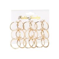 [COD] Cross-border best-selling earrings simple and versatile circle 9 pairs of for women European style personality combination card