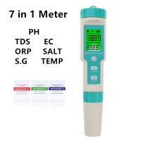 มัลติฟังก์ชั่น 7 in 1 เครื่องทดสอบความเค็มแบบดิจิตอล ORP PH TDS EC SG TEMP Meter ORP LCD Monitor เครื่องตรวจจับคุณภาพน้ําสําหรับพิพิธภัณฑ์สัตว์น้ําในสระว่ายน้ํา