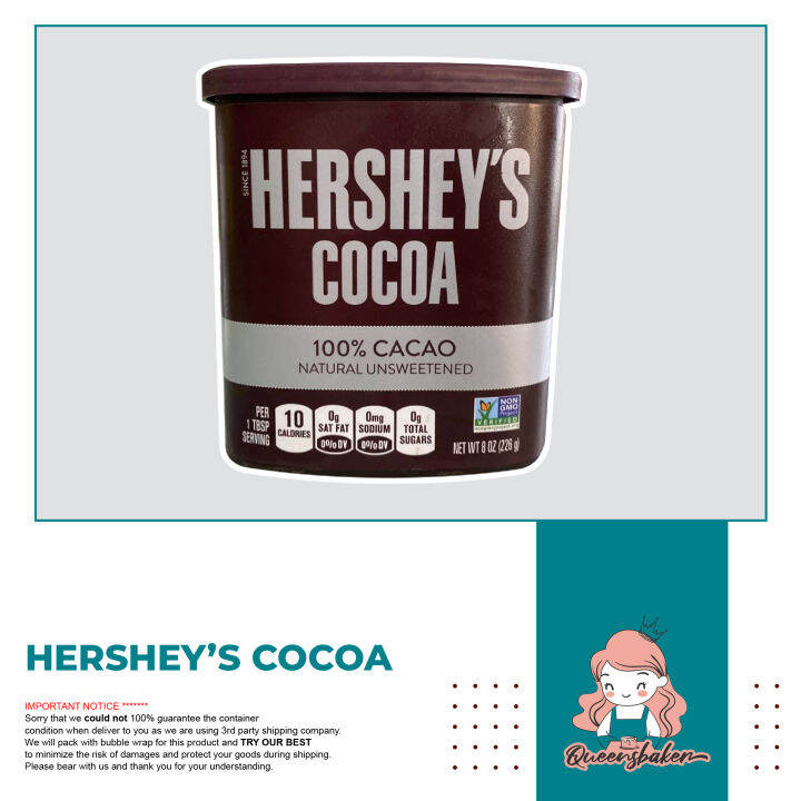 Hershey's Cocoa 100 Cacao Natural Unsweetened 226gm Lazada