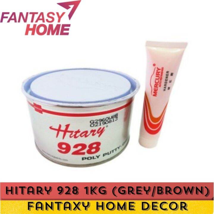 Hitary 928 Car Poly Putty 1kg (Brown/GREY) With Hardener / Putty Filler