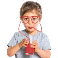 Novelty Soft Plastic Straw Glass Reusable Diy Drinking Straw Tube Eyeglasses Bar Supplies For Kids Baby Party Events Drinkware