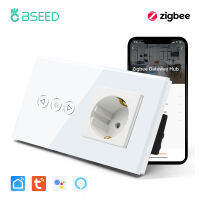 BSEED ZigBee LED Dimmer 1Gang 1Way Wifi Light Switch Support Tuya Smart Home Alexa Voice Control With Normal EU Electric Socket