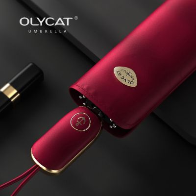 OLYCAT ร่มอัตโนมัติทรงแบนสำหรับผู้หญิง,ร่มกันแดดพับได้ใช้ในฤดูร้อนสำหรับเด็กผู้หญิงร่มกันแดดกันลมหรูหรากลางแจ้ง