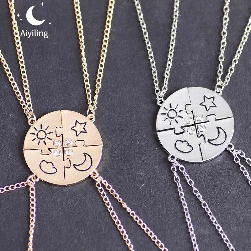 Boyfriend And Girlfriend Gift Fashion Stainless Steel Blank Custom Couple Puzzle  Necklace