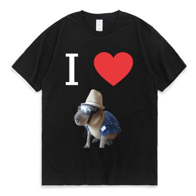 Funny I Heart Capybara T Shirt Kawaii Graphic T-shirts Men Cotton Casual Short Sleeves Oversized Harajuku Streetwear Tees XS-4XL-5XL-6XL