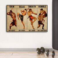 Sumanssa Vintage Muay Thai พิมพ์โปสเตอร์ผ้าใบ Wall Art - Four ย้ายมวยกีฬา Art รูปภาพสำหรับ Man Cave Gym Room Home Decor