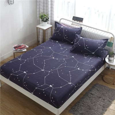 【CW】 1PC Bed Sheet Printed  Mattress Covers Fitted Sets Four Corners With Elastic Band Sheet(No Pillowcases) MY