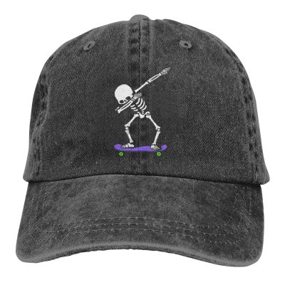 Dabbing Skeleton Adult Denim Sun Hat Classic Vintage Adjustable Baseball Cap