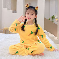 YA ZHOU LONG Kids Children S Flannel Pajamas New Home Clothes Boys And Girls Warm Baby Plus Velvet Suit