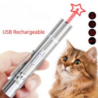 ♝ Cat toy Laser Pointer Pen USB Rechargeable 3 In 1 Red LightUVWhite LED Flashlight Interactive Funny Cat Pen Pet Supplies