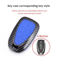 dfgvedvg 1PC ABS Carbon Remote Fob Car Key Cover Shell With Keyring Accessories Case For Chevrolet Chevy Camaro Cruze Malibu Car Styling