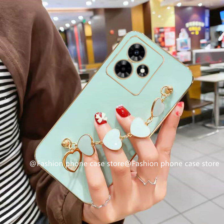 เคสโทรศัพท์-infinix-hot30-hot-30i-hot-30-play-เคส-phone-case-หรูหราสีสันลูกกวาดชุบเคสซิลิโคนอ่อนนุ่มพร้อม2023สร้อยข้อมือรูปหัวใจ