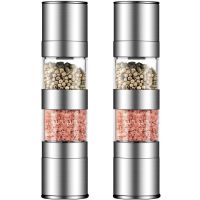 2X 2 in 1 Salt and Pepper Grinder Set,Stainless Steel Salt Grinder with Adjustable Ceramic Rotor