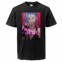 Arcane Hot Anime Cartoon Jinx Summer 2021 Unisex Cotton Tshirt Hip Hop Male Tops Tees Oversized T Shirts Camiseta Masculina