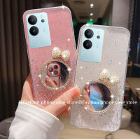 Phone Case เคส VIVOV29 5G VIVO Y27 Y78 V29 5G 4G กรอบนุ่มท้องฟ้าเต็มไปด้วยดวงดาวแวววาวมีหูแมวติดโบว์2023กระจกแต่งหน้า