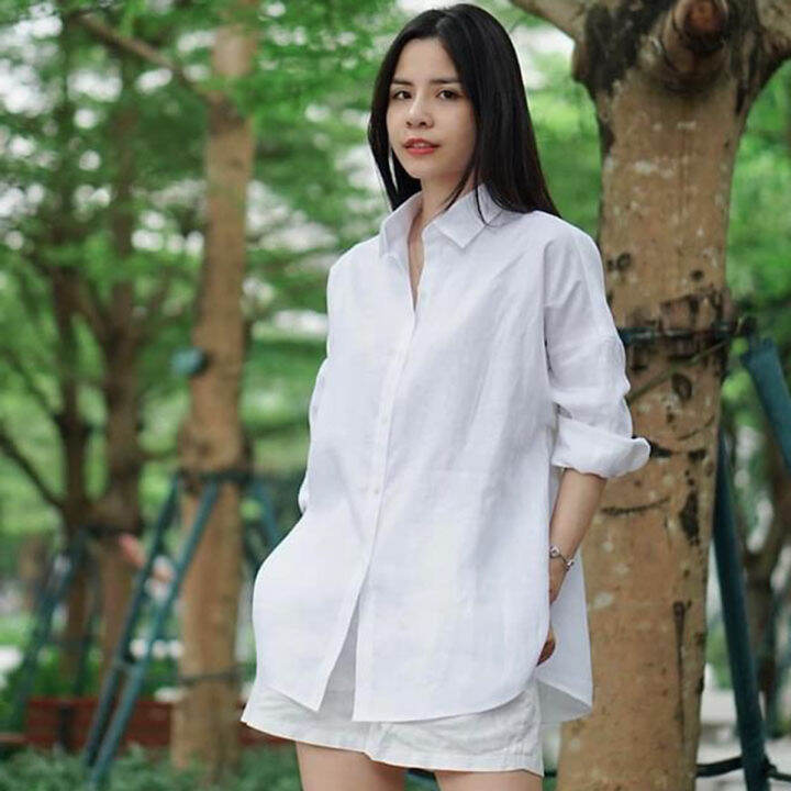 Áo sơ mi linen Nữ tay ngắn NM 2203019 Ninomaxx Concept #9 Áo sơ mi linen Nữ tay ngắn NM 2203019 Ninomaxx Concept