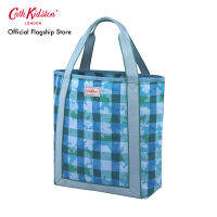 Blue Grey Flower Power Gingham Webbing Tote กระเป๋า กระเป๋าถือ กระเป๋าสีฟ้า กระเป๋าแคทคิดสตัน