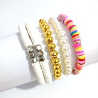 [COD] and cross-border new colored soft pottery bracelet set double-layer circle set of 4