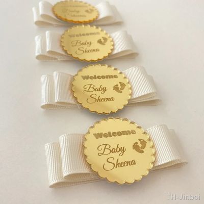 【hot】▤∏✐  25/50/100 Pcs Personalized Gold Mirror Wavy Round Labels Custom Engraved Baby Names Baptism Wedding Table Tags