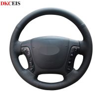 DIY Hand Sewing Black Soft PU Artificial Leather Car Steering Wheel Cover for Hyundai Santa Fe 2012 2011 2010 2009 2008 2007