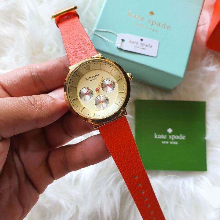 Kate Spade Metro Grand Gold Tone Women's Chronograph Watch With Orange