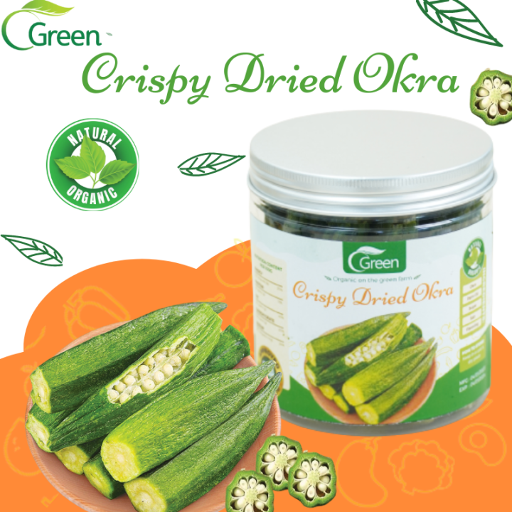 [GREEN] Dried Okra Unsalted Organic Healthy Crispy Dried Okra Fruits