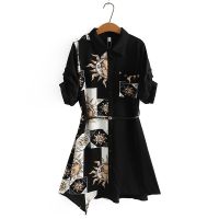 Big Size M-4XL Womens Vintage Printed Spring Autumn Dress Fashion Female Elegant Midi Dresses