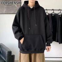 EERSHENSHI เสื้อฮู้ดคู่มีกระเป๋าทรงหลวมแขนยาวเรียบง่ายเสื้อกันหนาวมีฮู้ด