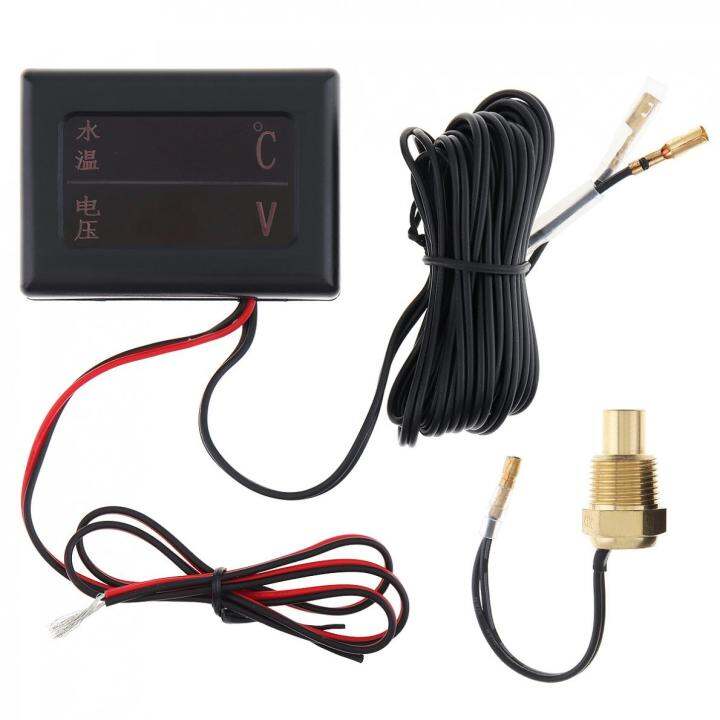 12v-24-v-universal-2-in-1-digital-anti-shake-water-temperature-gauge-volt-gauge-meter-with-sensor-for-car-truck