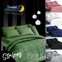 SWEET DREAMS ชุดผ้าปูที่นอน+ผ้านวม 3.5 ฟุต ลายริ้ว Stripe (ชุด 4 ชิ้น) (เลือกสินค้าที่ตัวเลือก) #สวีทดรีมส์ ผ้าปู ผ้าปูที่นอน ผ้าปูเตียง