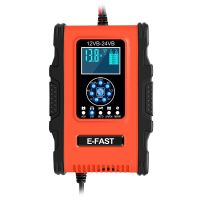 ZZOOI E-FAST Car Battery Charger 12V-24V 12A 7-segment Full Automatic Charger Digital LCD Display Charger Lead-acid Battery Charger