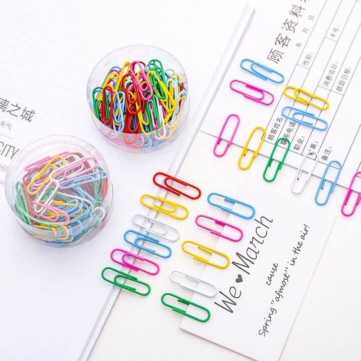 50Pcs/Box Paper Clips Colorful Metal Clips Office Stationery Lazada.co.th