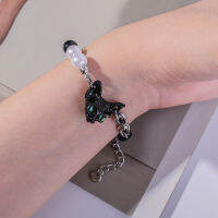 สร้อยข้อมือแบบถักลายมุกแมวเข้มดีไซน์เฉพาะช่วงหวานและเย็น
