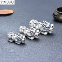 100 3D 999 Silver Pixiu Beads Vintage Pure Silver Good Luck Bead Fengshui Wealth Pixiu Beads DIY Bracelet Lucky Beast Bead