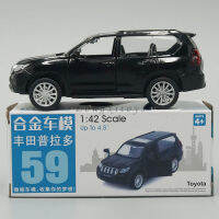 1:42สำหรับโชว์รถโมเดลเหล็กToyota Prado SUVรถของเล่นแบบถอยหลังแล้วปล่อยรถสำหรับการเก็บสะสม