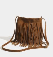 【hot seller】 2023 New Design Tassel Womens Imitation Suede Saddle Hot Crossbody