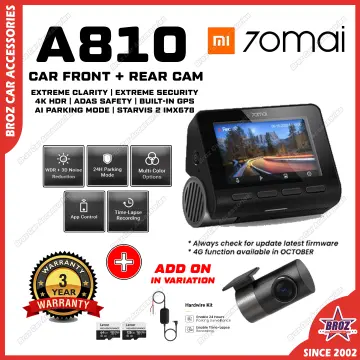 70mai A810 4K Dash Cam Built GPS 150FOV,ADAS,AI Motion Detection DVR Car  Camera