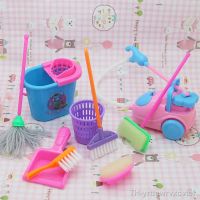 6/9pcs 1set Furniture Toys Miniature House Cleaning Tool doll house accessories For Doll House Pretend Play Toy things for dolls