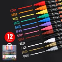 Guangna acrylic color marker s130-12 color set 2.0mm graffiti color paint marker DIY black card pen