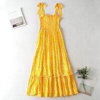 【HOT】✲▪ Boho Female Floral Print Ruffle Sleeveless Strappy Sundress for Beach