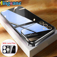 Jingsanc เคสชัดเจนแบบ HD หรูหราปลอกสำหรับ Samsung กาแลคซี A24เคสชุบด้วยไฟฟ้าที่มีการป้องกันฟิล์มเลนส์ในตัวฝาครอบรองรับการกระแทกกันกระแทก A24ซัมซุง A31-1