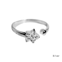 Fashion 925 silver plated Rhinestone Snowflake Stars Opening Adjustable RING