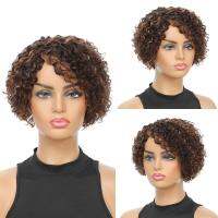 【YD】 hot Curly Wig Human Hair Wigs for With Big Bouncy Fluffy 8 inch Side Part Cut