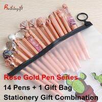 14PCSLOT Rose Gold Ballpoint Pen Gift Stationery Combination Series Rose gold Pens For School Office Suppliers Pen Christmas