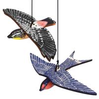 Birds Hangings Wood Ornaments Wooden Decorations with Artificial Birds Artificial Swallow Wood Bird Ornaments Outdoor Hangings for Garden Frontyard presents